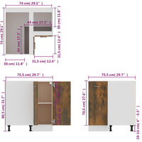 Thumbnail for Küchenschrank Räuchereiche 75,5x75,5x80,5 cm Holzwerkstoff