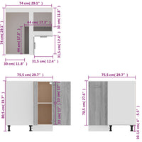 Thumbnail for Küchenschrank Grau Sonoma 75,5x75,5x80,5 cm Holzwerkstoff