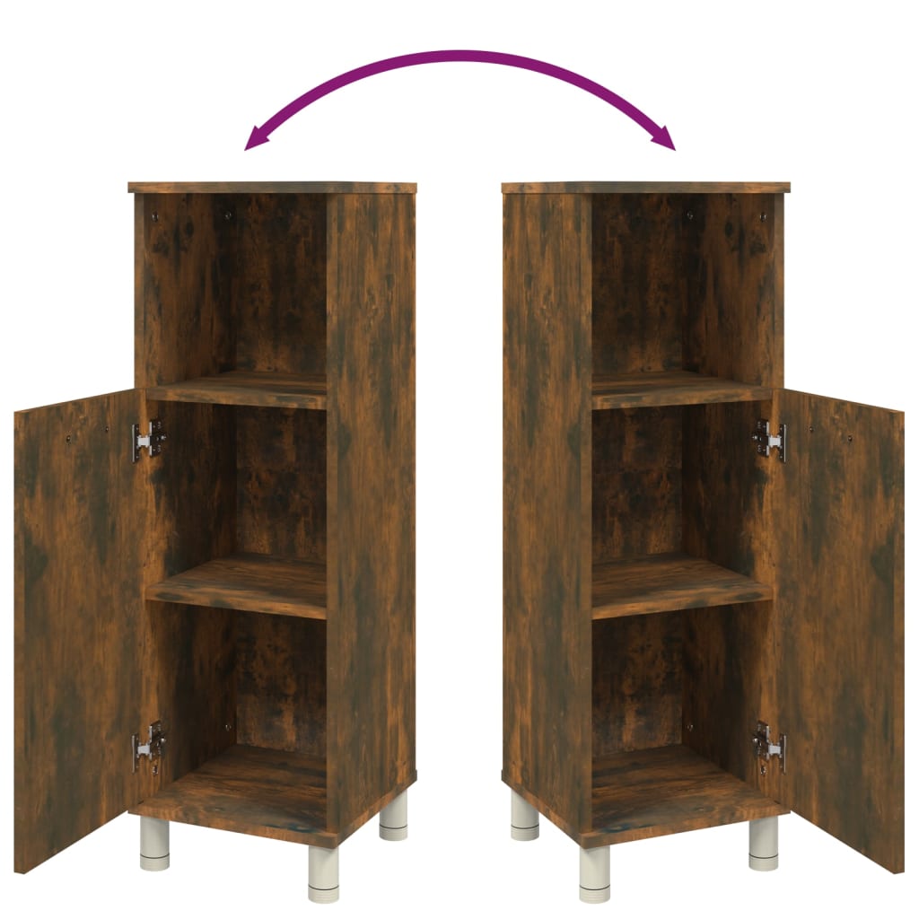 Badezimmerschrank Räuchereiche 30x30x95 cm Holzwerkstoff