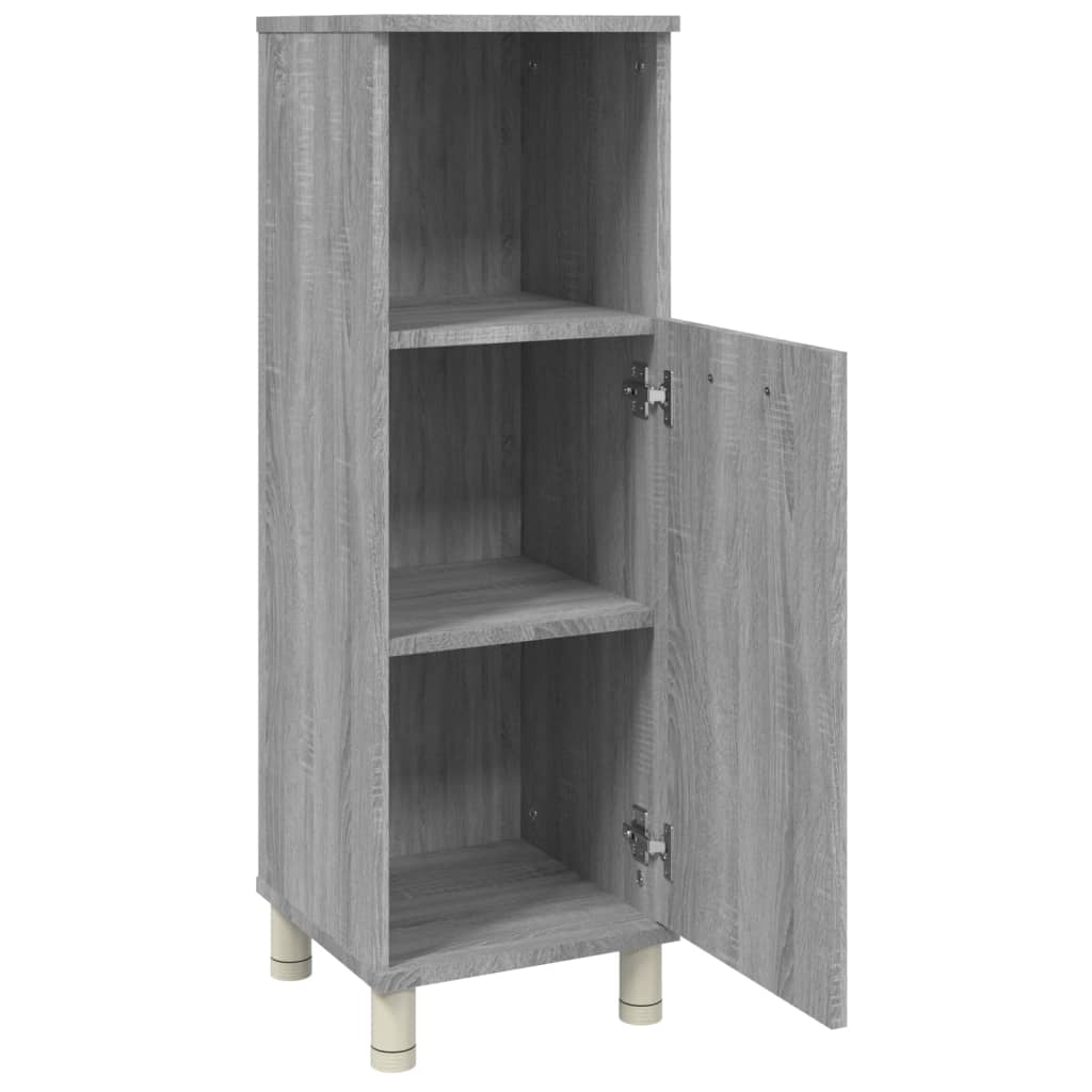 Badezimmerschrank Grau Sonoma 30x30x95 cm Holzwerkstoff