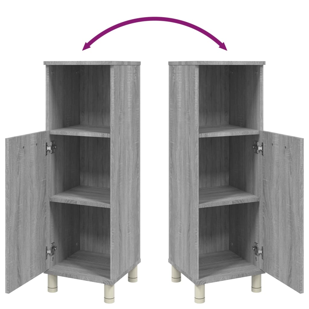 Badezimmerschrank Grau Sonoma 30x30x95 cm Holzwerkstoff
