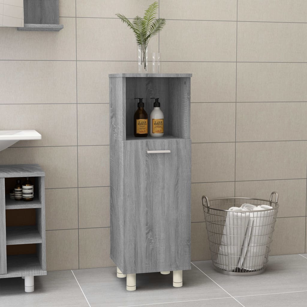 Badezimmerschrank Grau Sonoma 30x30x95 cm Holzwerkstoff