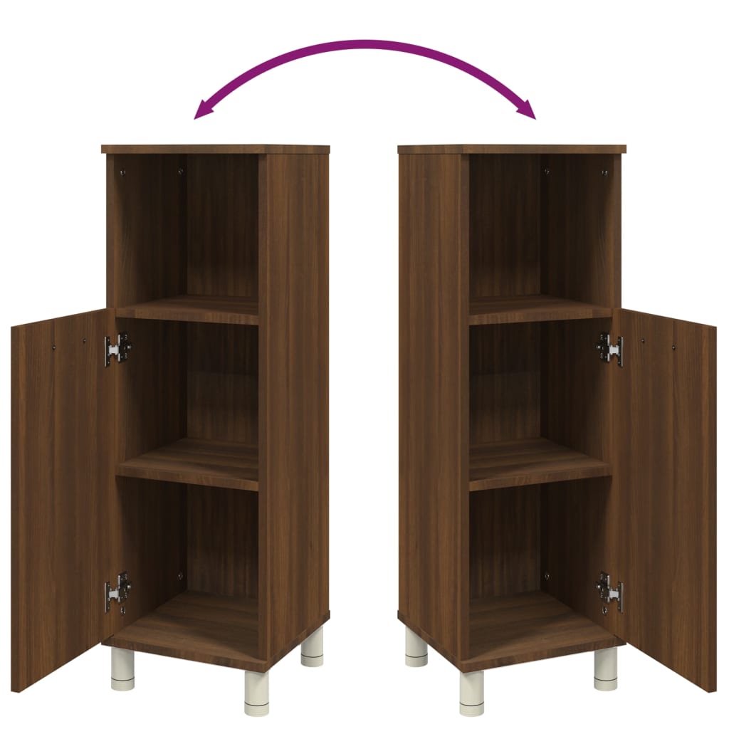 Badezimmerschrank Braun Eiche 30x30x95 cm Holzwerkstoff