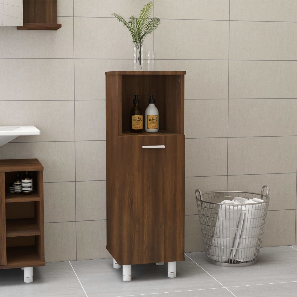 Badezimmerschrank Braun Eiche 30x30x95 cm Holzwerkstoff
