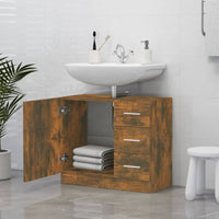 Thumbnail for Waschbeckenschrank Räuchereiche 63x30x54 cm Holzwerkstoff