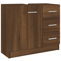 Thumbnail for Waschbeckenschrank Braun Eichen-Optik 63x30x54 cm Holzwerkstoff