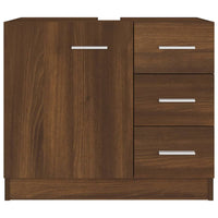 Thumbnail for Waschbeckenschrank Braun Eichen-Optik 63x30x54 cm Holzwerkstoff