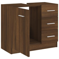 Thumbnail for Waschbeckenschrank Braun Eichen-Optik 63x30x54 cm Holzwerkstoff