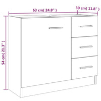 Thumbnail for Waschbeckenschrank Braun Eichen-Optik 63x30x54 cm Holzwerkstoff