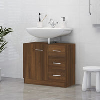 Thumbnail for Waschbeckenschrank Braun Eichen-Optik 63x30x54 cm Holzwerkstoff