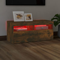Thumbnail for TV-Schrank mit LED-Leuchten Räuchereiche 90x35x40 cm