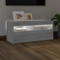 Thumbnail for TV-Schrank mit LED-Leuchten Grau Sonoma 90x35x40 cm