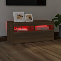 Thumbnail for TV-Schrank mit LED-Leuchten Braun Eichen-Optik 90x35x40 cm