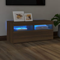 Thumbnail for TV-Schrank mit LED-Leuchten Braun Eichen-Optik 90x35x40 cm