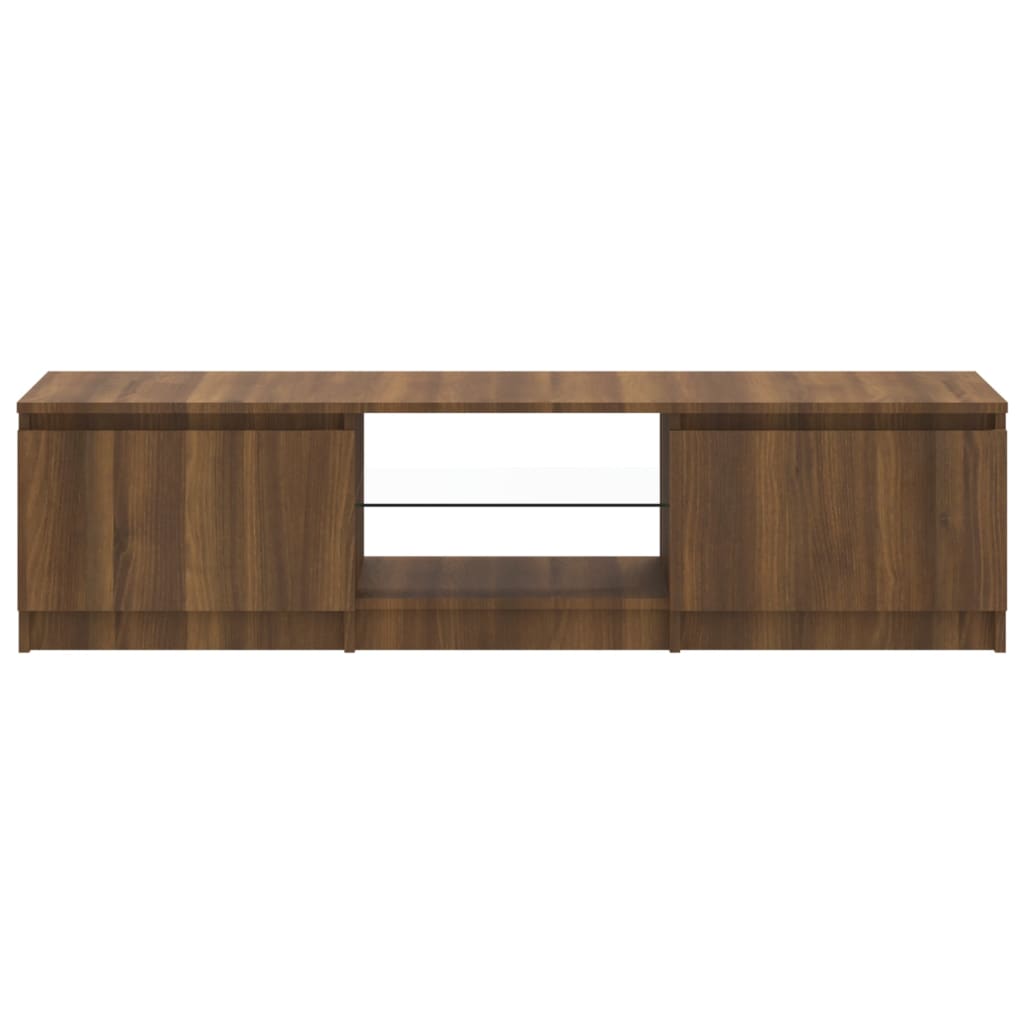 TV-Schrank mit LED-Leuchten Braun Eichen-Optik 140x40x35,5 cm