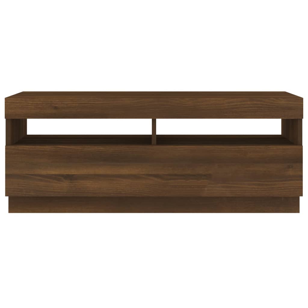 TV-Schrank mit LED-Leuchten Braun Eichen-Optik 100x35x40 cm