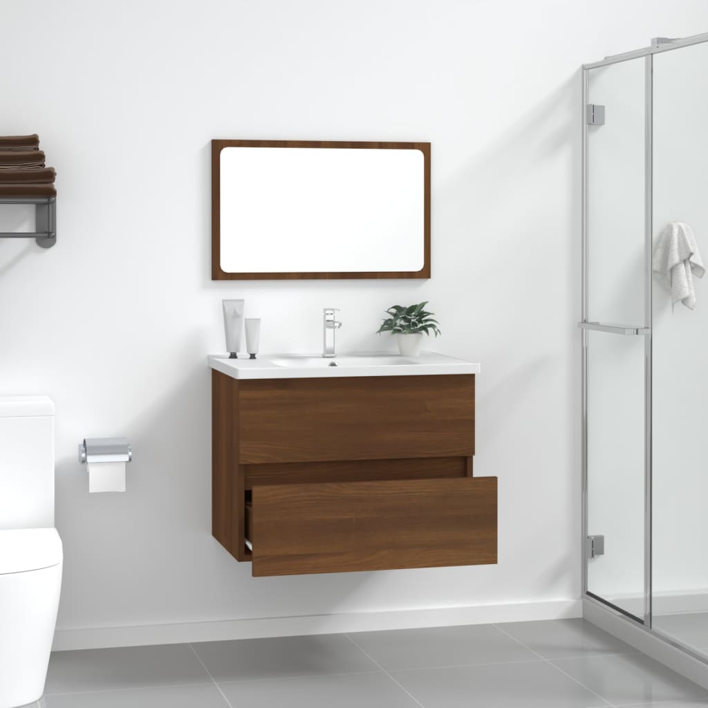 2-tlg. Badmöbel-Set Braun Eichen-Optik Holzwerkstoff