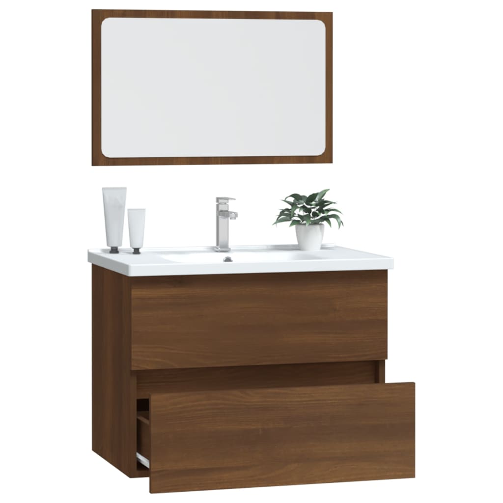 2-tlg. Badmöbel-Set Braun Eichen-Optik Holzwerkstoff