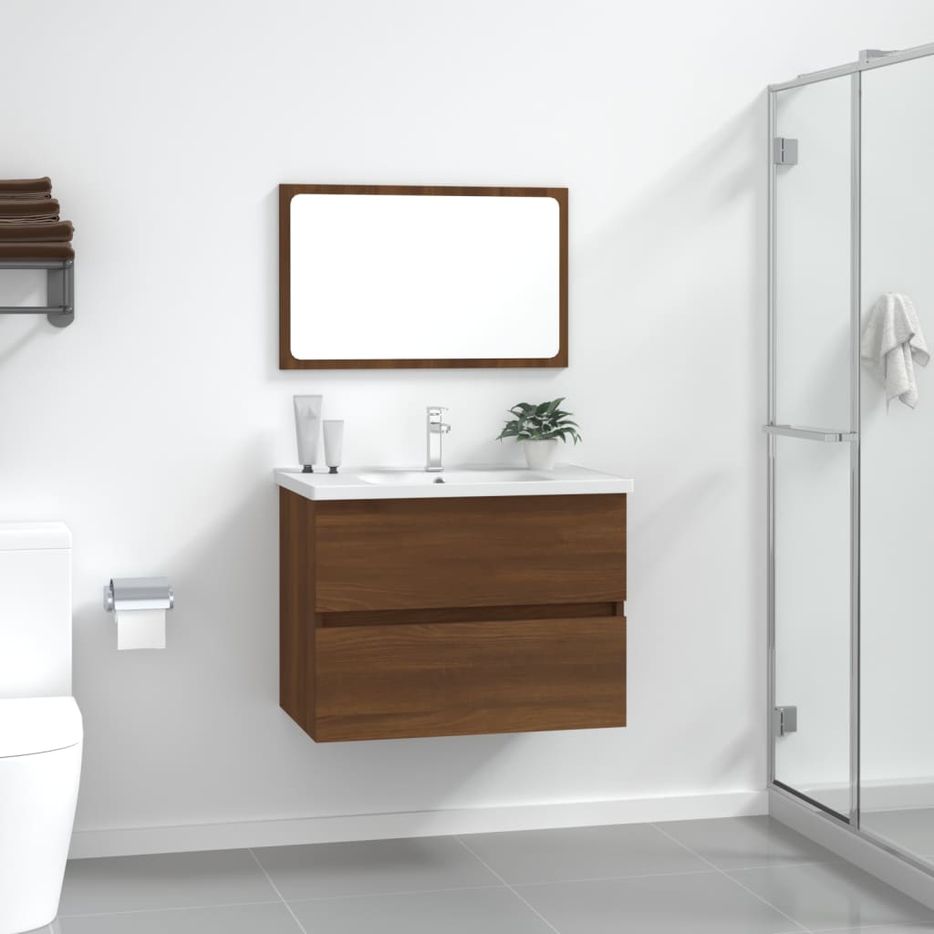 2-tlg. Badmöbel-Set Braun Eichen-Optik Holzwerkstoff