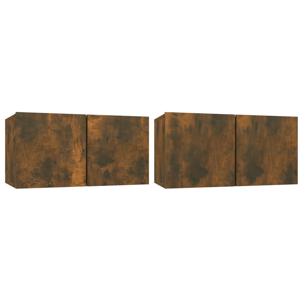 TV-Wandschränke 2 Stk. Räuchereiche 60x30x30 cm