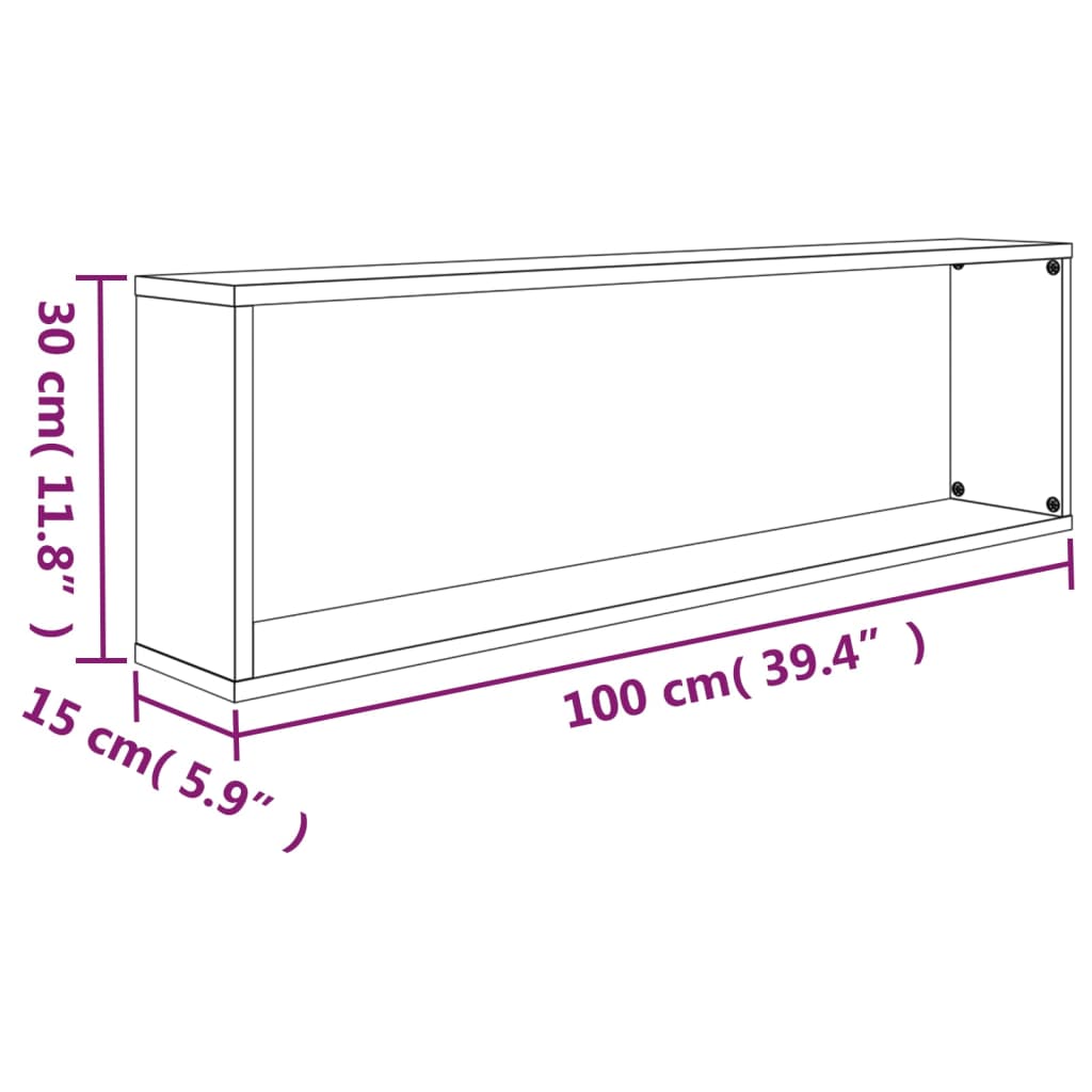 Wandregale 4 Stk. Grau Sonoma 100x15x30 cm Holzwerkstoff