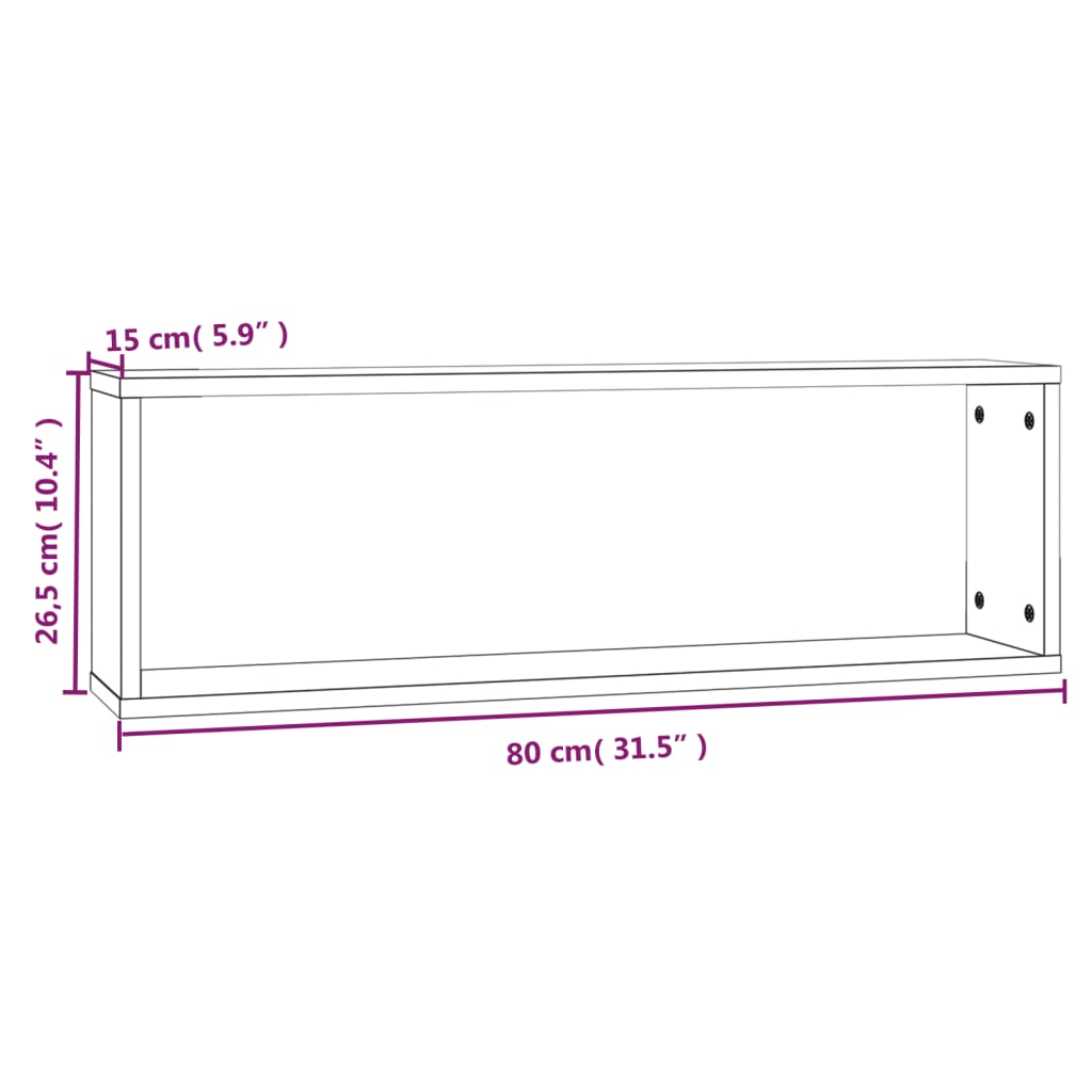 Wandregale 2 Stk. Grau Sonoma 80x15x26,5 cm Holzwerkstoff