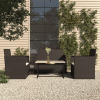 Thumbnail for 4-tlg. Garten-Lounge-Set mit Kissen Poly Rattan Schwarz