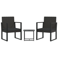 Thumbnail for 3-tlg. Garten-Lounge-Set mit Kissen Schwarz Poly Rattan