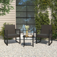 Thumbnail for 3-tlg. Garten-Lounge-Set mit Kissen Schwarz Poly Rattan