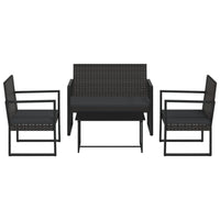 Thumbnail for 4-tlg. Garten-Lounge-Set mit Kissen Schwarz Poly Rattan