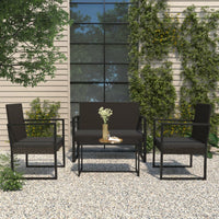 Thumbnail for 4-tlg. Garten-Lounge-Set mit Kissen Schwarz Poly Rattan