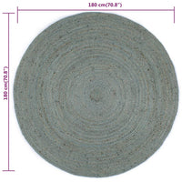 Thumbnail for Teppich Handgefertigt Jute Rund 180 cm Olivgrün