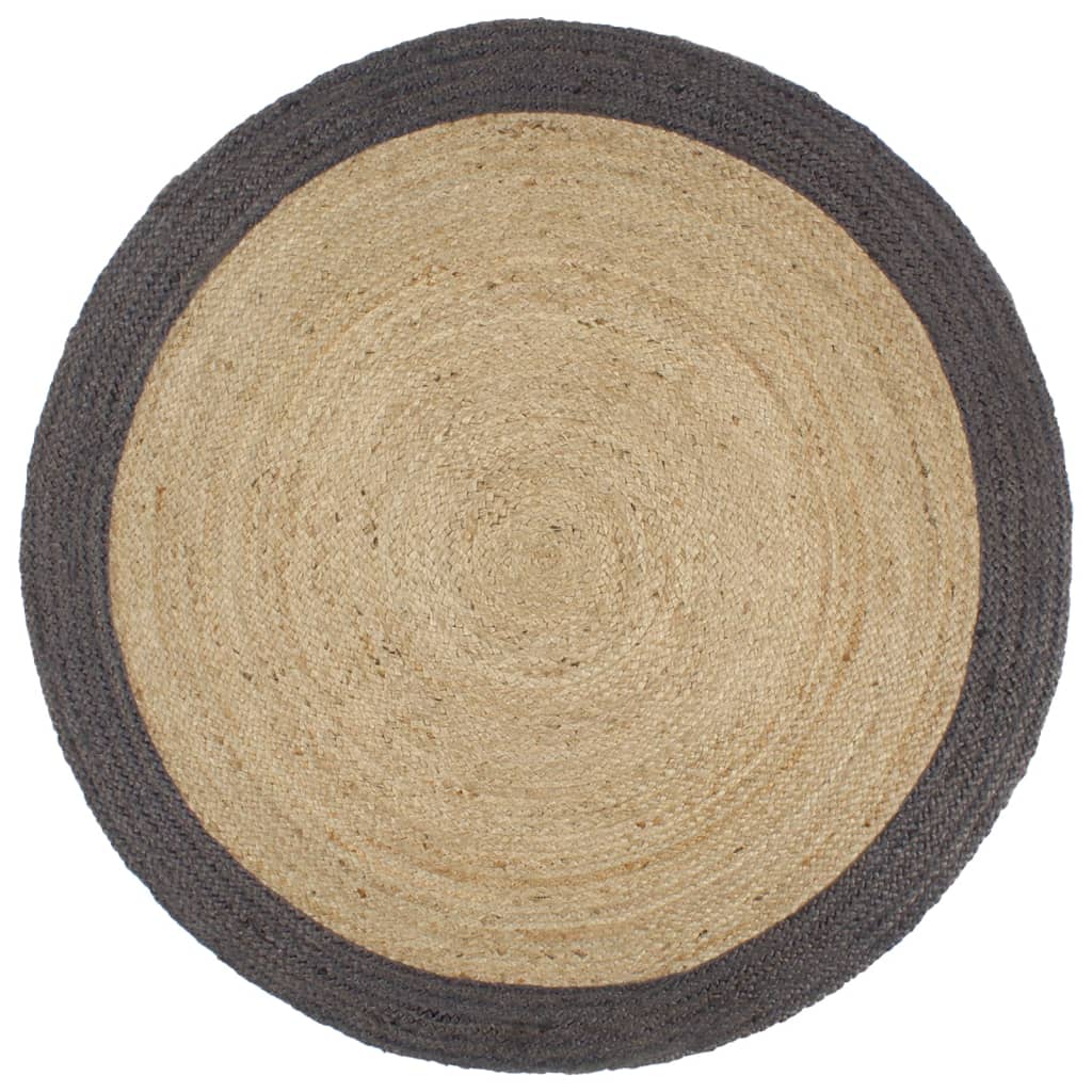 Teppich Handgefertigt Jute mit Dunkelgrauem Rand 210 cm