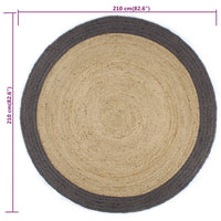 Thumbnail for Teppich Handgefertigt Jute mit Dunkelgrauem Rand 210 cm