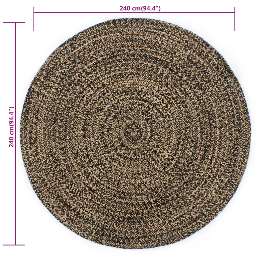 Teppich Handgefertigt Jute Schwarz und Braun 240 cm