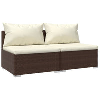 Thumbnail for 2-tlg. Garten-Lounge-Set mit Kissen Poly Rattan Braun