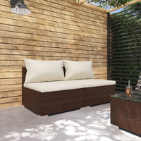 Thumbnail for 2-tlg. Garten-Lounge-Set mit Kissen Poly Rattan Braun