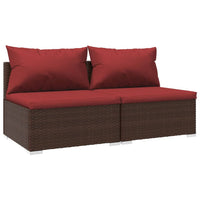 Thumbnail for 2-tlg. Garten-Lounge-Set mit Kissen Poly Rattan Braun