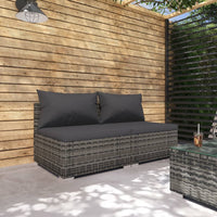 Thumbnail for 2-tlg. Garten-Lounge-Set mit Kissen Poly Rattan Grau