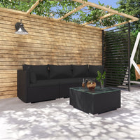 Thumbnail for 4-tlg. Garten-Lounge-Set mit Kissen Poly Rattan Schwarz