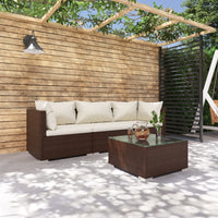 Thumbnail for 4-tlg. Garten-Lounge-Set mit Kissen Poly Rattan Braun