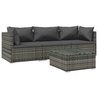 Thumbnail for 4-tlg. Garten-Lounge-Set mit Kissen Poly Rattan Grau