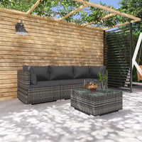 Thumbnail for 4-tlg. Garten-Lounge-Set mit Kissen Poly Rattan Grau