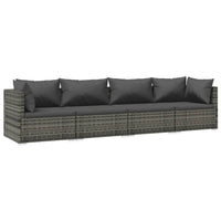 Thumbnail for 4-tlg. Garten-Lounge-Set mit Kissen Poly Rattan Grau