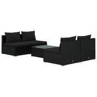Thumbnail for 5-tlg. Garten-Lounge-Set mit Kissen Poly Rattan Schwarz