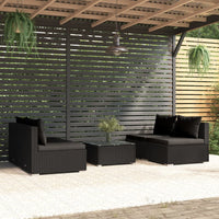 Thumbnail for 5-tlg. Garten-Lounge-Set mit Kissen Poly Rattan Schwarz