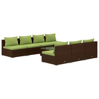 Thumbnail for 8-tlg. Garten-Lounge-Set mit Kissen Poly Rattan Braun