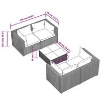 Thumbnail for 5-tlg. Garten-Lounge-Set mit Kissen Poly Rattan Schwarz