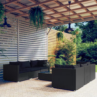Thumbnail for 7-tlg. Garten-Lounge-Set mit Kissen Poly Rattan Schwarz