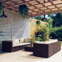 Thumbnail for 7-tlg. Garten-Lounge-Set mit Kissen Poly Rattan Braun
